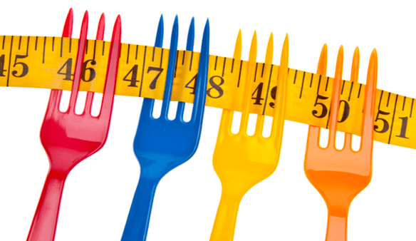 The centimeter on the fork symbolizes weight loss on the Dukan diet
