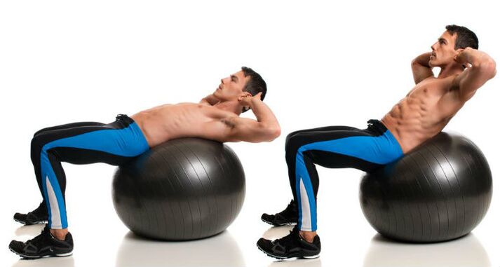 For upper abdominal presses, swinging on the ball is perfect