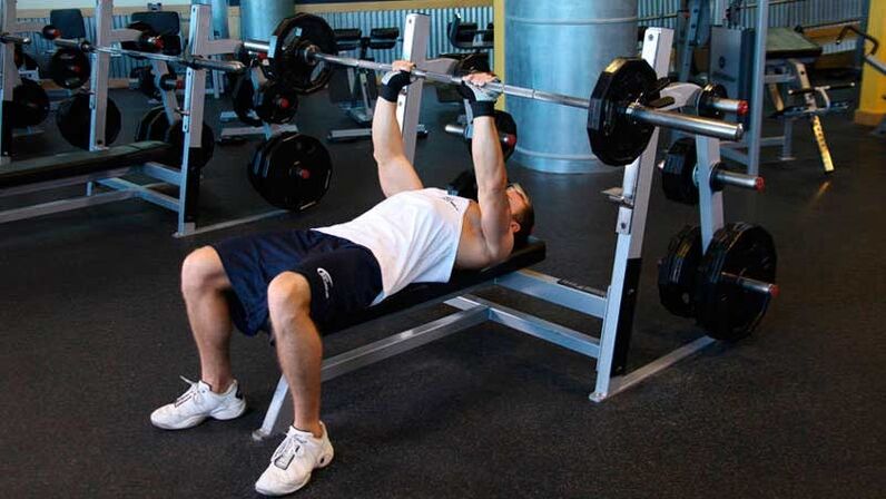 To dry your shoulders and chest, do the barbell press on a horizontal bench. 